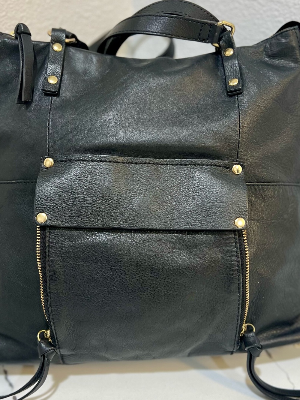 Kooba Black Pebbled Leather Tote Shoulder Bag Genuine Leather Large Purse
